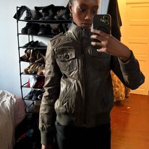 Women's Grey Leather Jacket
